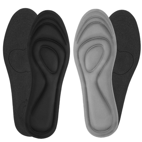 2 Pairs Memory Foam Insoles, Full-Foot Responsive Cushioning, Plantar Fasciitis