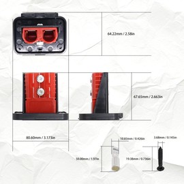 HISports Anderson Plug 120A Flush-Mounted Mounting Frame with Cover (Red) Compatible with Anderson Connector Including for Car, Motorhome, Caravan, Motorcycle, Boat, Solar Systems