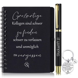 Sinmoe Dankeschön Geschenke für Kollegen Mitarbeiter A6 Spirale Notizblock Notizbuch Inspirierenden Kugelschreiber Schlüsselanhänger für Jobwechsel Büro(Großartige Kollegen sind schwer zu finden)