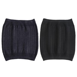 COACOM Pack of 2 Women's Thermal Waistbands, Elastic Back Support, Warm Hip Skirt, Hip Warmer, Waist Warmer, Winter Kidney Warmer Belt, Grey, Black