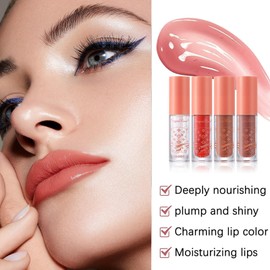 Xumann 4PCS Lipgloss Set, Moisturizing Lip Gloss Sets for Teenage Girls, Women Teen Girl Christmas Gifts Cute Lip Oil, Hydrating Long Lasting Non-Sticky