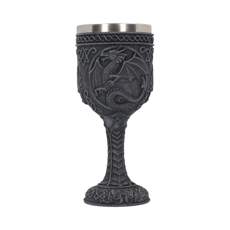 Nemesis Now Black Dragon Goblet, Resin with Stainless Steel Insert,