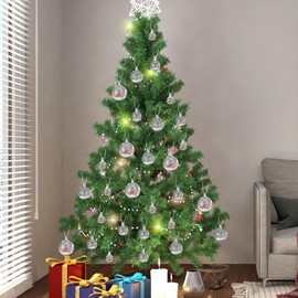 Kichvoe 54Pcs Christmas Iridescent Ornaments Balls Plastic Clear Bubble Christmas Tree Decorations Hanging Ornaments Balls DIY Craft for Xmas Party Birthday Wedding Decor