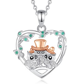 EUDORA Harmony Ball Mother Daughter Necklace Women's 925 Sterling Silver, Mother Tree Chain Grandma Mum Necklace Pendant Cute Animals Maternal Love Jewellery, Mother's Day Gift for Women Mother, 45