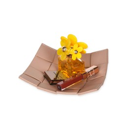 Bleiou Leather Valet Tray for Men Nightstand Organizer Tray for Wallet and Keys