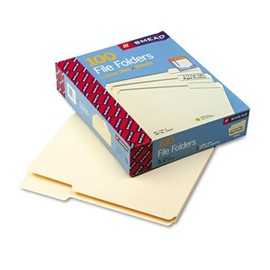Smead Top Tab File Folder - Letter - 8.5" x 11" - 1/3 Cut Tab on Center - 0.75" Expansion - 100 / Box - 11pt. - Manila