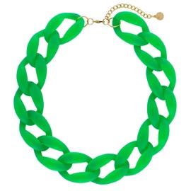 Firstmeet Chunky Acrylic Necklace Smooth Chain Link Cool Statement Choker Cuban Style Jewelry Gift for Women Girls, Acrylic, No Gemstone, Green matte