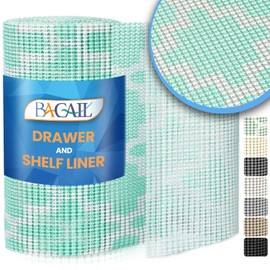 BAGAIL Drawer and Shelf Liner, 17.5 in X 20 Ft Non-Adhesive Shelf Liners for Kitchen Cabinets, Thick Strong Grip Liners for Desk, Shelves, Bathroom Drawers, Cabinet Protection - BlueQuatrefoil