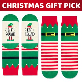 Kids Christmas Socks - Christmas Gifts Idea for Boys Girls 7-9 Years Old, Elf Socks, Xmas Stocking Stuffers