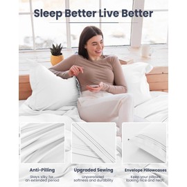 MISSQ 3-Piece Twin Sheets Set - Microfiber Bed Sheets with Embroidery - Super Soft Luxury Sheet Set with 16" Deep Pocket - Wrinkle-Free, Fade-Resistant, Stain-Resistant, Easy Care