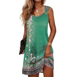 Sherosa Women's Summer Dresses with Pockets Spring Floral Sun Dress Casual V Neck Tank Mini Dress Cruise Outfits (Floral3,XL)