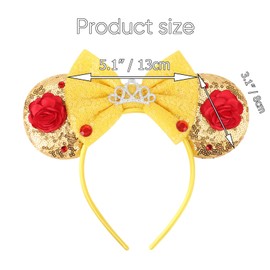 DRESHOW Mouse Ears Bow Headbands Glitter Party Decoration Cosplay Costume for Women