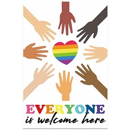Everyone is Welcome Here Poster Laminated 12"X18" Diversity Posters For Classroom Inspirational Multicultural Motivational Decor Art Doors Of School Counselor Office High Middle School ESL Teacher