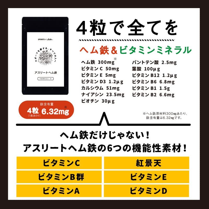 アスリートヘム鉄(CaFeMg) 120粒 ヘム鉄 サプリ