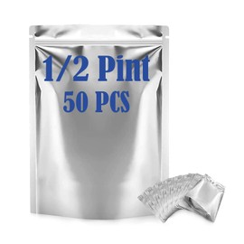 Durimoiy 50pcs Mylar Bags for Food Storage - Extra Thick 9.5 Mil - 1/2 Pint 5"x7" Stand-Up Zipper Pouches Resealable Bags & Heat Sealable Food Grade Storage Bags for Packging Products