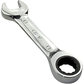 AERZETIX - C45610 - Combined open-end wrench/classic 13mm - for ratchet wrench 13mm ring/eyelet 12 point - short handle/straight/polished/metric - CR-V steel for tightening/assembly - silver