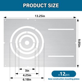 Tellegloww 12 Pcs New Construction Mounting Plate 3-4-6 Inch Symmetric Round Hole, Flat Steel Rough-in Bracket for Recessed Lighting Housing, LED Downlight Support, Silver