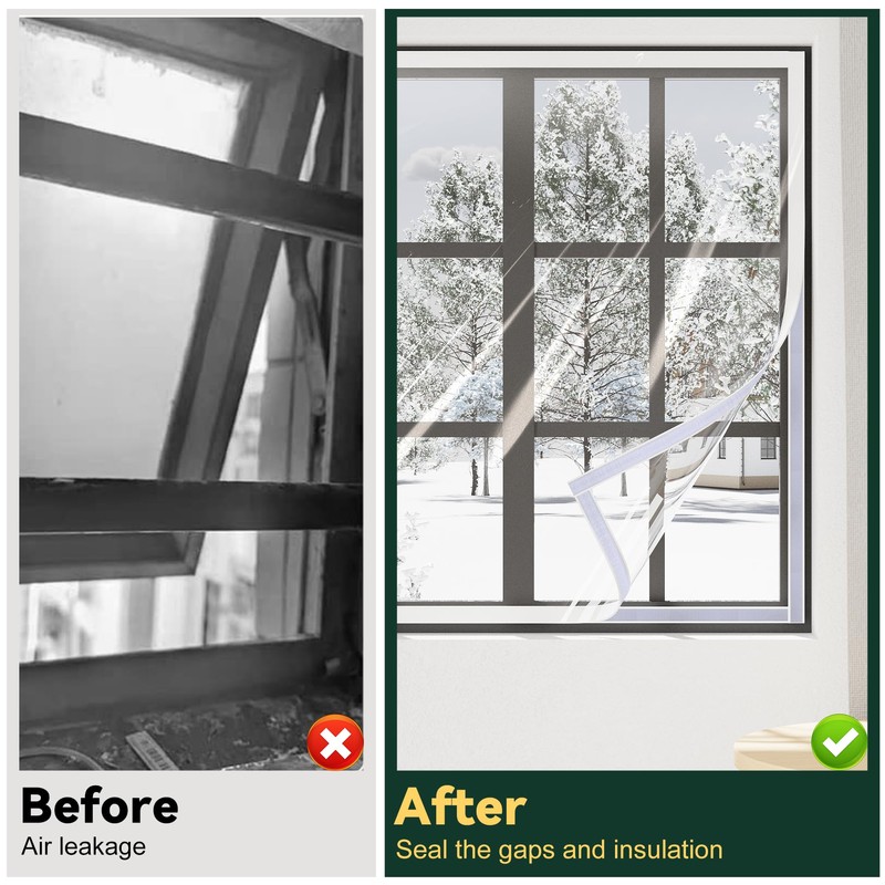 Flehomo 120 x 160 cm Window Insulation Kit, Adjustable Window