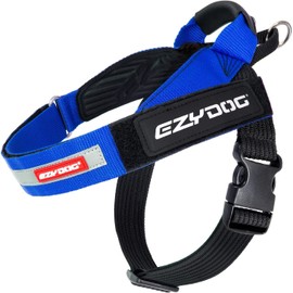 EZYDOG Express Dog Harness | Dog Harness for Small, Medium and Large Dogs, Angled Ergonomic Design, Moulded Grip Handle, Easy Release Side Buckle (S, Blue)