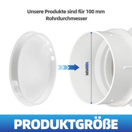 DN 100 mm Ventilation Pipe End Piece Cover - OD 105 mm Spring Cover Pipe Lid Inner Diameter 100 mm, Pipe Cover Made of ASA Plastic, UV-Resistant, Fire Protection Class 94-V2 (1 Piece, White)