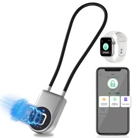 Fingerprint Cable Lock, Eseesmart Long Shackle Fingerprint Padlock with APP Control, Cabinet Lock, Luggage Lock, Outdoor Waterproof Padlock for Gym Locker, Luggage Suitcase, Cabinets, Gate