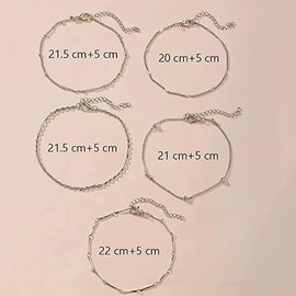 Cubahop 4 x Boho Beach Anklets, Silver Pearl Ankle Bracelets, Summer Foot Accessories, Jewellery for Women and Girls