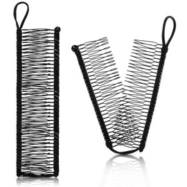 LATRAT Women's Stretchable Banana Hair Clip Comb, Vintage Clip Ponytail Holder, Banana Hair Clip Tool for Natural Curly Hair, Black, Pack of 2