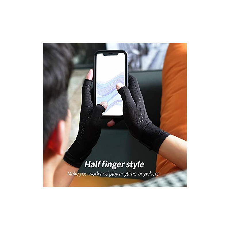 Copper Compression Arthritis Gloves with Strap, Best Copper Infused Glove