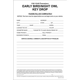 Key Drop Envelopes for Automotive Repair Shops, Mechanics and Garages - Overnight After Hours Early Car Drop Off Vehicle- Gummed Seal - White - 6" x 9" (Pack of 100)