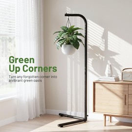 Zononoca Hanging Plant Stand Indoor, Corner Plant Stands for Indoor Plants, Black Metal Hanging Plant Holder, Standing Plant Hanger for Living Room, Balcony, Garden, Bathroom (61 in)