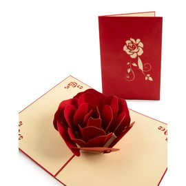 SPDYCESS 3D Greeting Card Love, Card for Valentine's Day, Romance Card, Love Anniversary Card, Wedding Card, Valentine's Day Cards for Mother, Wife or Girlfriend (Red Rose)