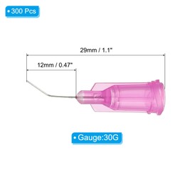 PATIKIL Blunt Tip Dispensing Needles with Bent Blunt Needle, 300 Pcs 0.5 Inch 30G Industrial Liquid Dispenser Needle with Lure Lock for Refilling Liquid Ink