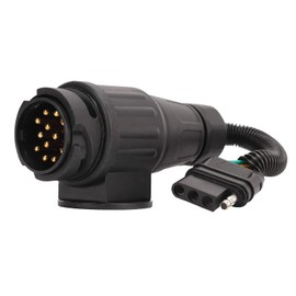 AOWINHIT RV Trailer Plug Adapter - 13 Pin EU Round to 4 Pin US Flat Converter for European to Trailer Conversion