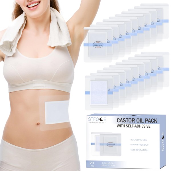 STFOCE 20pcs Castor Oil Pack Wrap, Silicone Castor Oil Pack