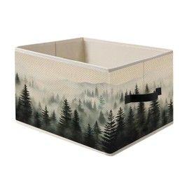 Misty Foggy Mountain Storage Bins, Forest Green Nature Landscape Foldable Closet Organizers Storage Basket Toybox for Clothes Bed Sheets Blankets Toys