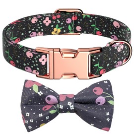 Miavers Adjustable Soft Cotton Bow Tie Collar with Metal Buckle, Detachable Bow Tie for Small Medium Large Dogs (Black, XS)