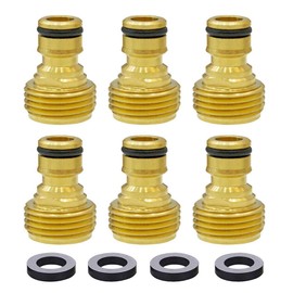 HQMPC Garden Hose Quick Connector Hose Quick Connect 3/4 inch Male GHT Brass Nipple Easy Connect Fitting Male Only (6 pcs)