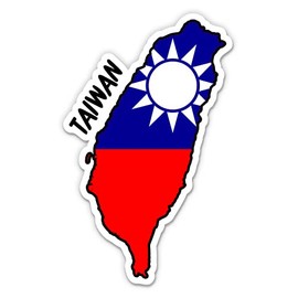 Squiddy Taiwan Map with Flag - Vinyl Sticker Decal for Phone, Laptop, Water Bottle - 3"