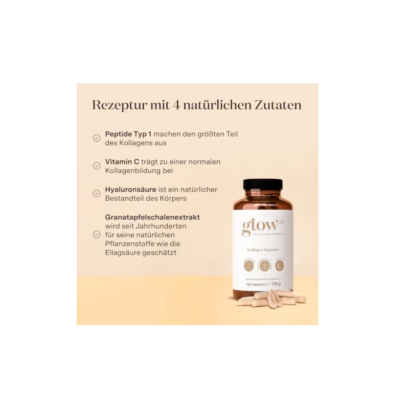 Glow25 Collagen Capsules High Dose [180 Capsules] with Hyaluronic Acid