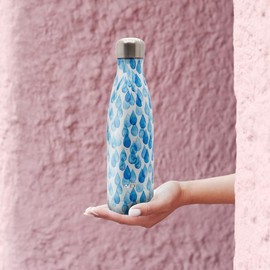 WD Lifestyle Stainless Steel Water Bottle -17 Fl Oz - Double Wall Vacuum Insulated Containers - Keeps Drinks Cold for 24 Hours and Hot for 12 - Leak Proof - BPA Free (Droplets)