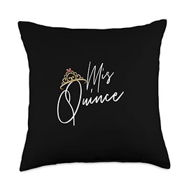 15th Birthday Quince Squad Quinceanera Co. Mis Quince Gift 15th Birthday Girls Quinceanera Throw Pillow, 18x18, Multicolor