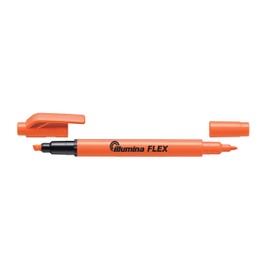 Pentel Illumina Flex Liquid Highlighter, Dual Tip Chisel and Bullet, Orange Ink, Box of 10