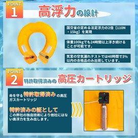 Life Jacket, Manually Inflatable, Waist Belt Type, 9 Different Colors, 4 Major International Certifications, CE/ISO/SOLAS/CNAS Standards, Compact Storage, For Fishing and Marine Leisure, Japanese