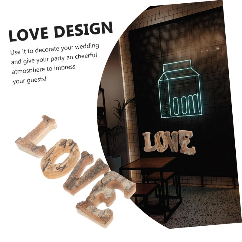 COHEALI 4pcs Rustic Decor Love Letters for Valentine's Day Weddings