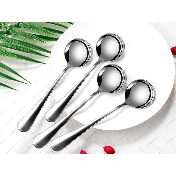 SDMAX Stainless Steel Soup Spoons Set of 4 High Grade Spoon for Soup 4 Piece Soup Spoon for Kitchen,Dining Table