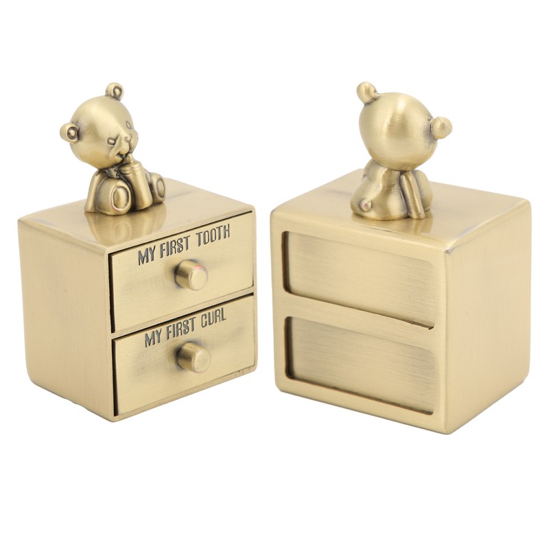 Tooth Box Metal Cute BearShape Storage Case with 2 Drawers