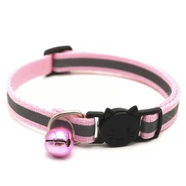 Generic Soft Fit Reflective Cat Collar With Bell, Pink, Fabric, Safety Release Buckle, Bell for Environmental Consideration, Reflective Strip for Enhanced Visibility, Small to Medium Cats and Kittens