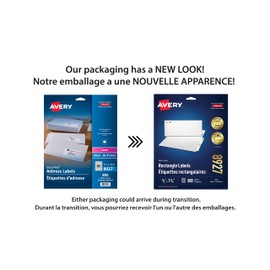 Avery Address Labels with Easy Peel for Inkjet/Laser Printers, 1/2" x 1-3/4", White, Rectangle, 800 Labels, Permanent (8927) Made in Canada