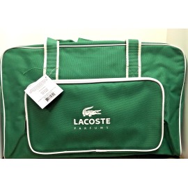 LACOSTE PARFUM DUFFEL BAG WITH SHOULDER STRAP - GREEN AND WHITE NEW WITH TAG