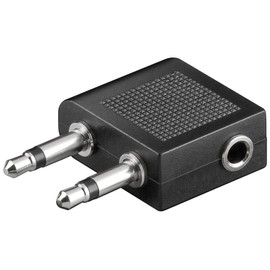 goobay Adaptateur audio pour avion, 2 x 3,5 mm jack mono mâles / 3,5mm stéréo jack femelle - lot de 3 pieces
